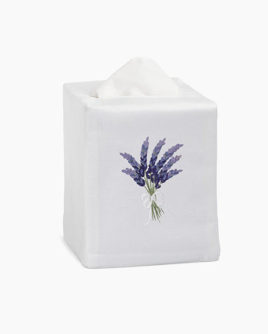 Lavender Hand Embroidered Tissue Box Cover Set