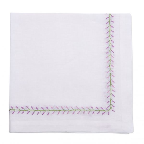 Barrea Modern Floral Monogrammed Embroidered Cloth Napkins / Set