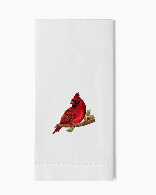 Cardinal Hand Embroidered Guest Towel - Set of 2