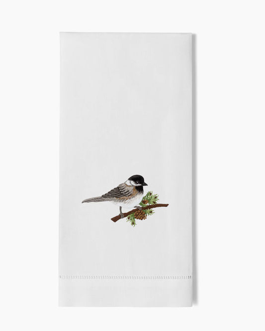 Chickadee Hand Embroidered Guest Towel - Set of 2