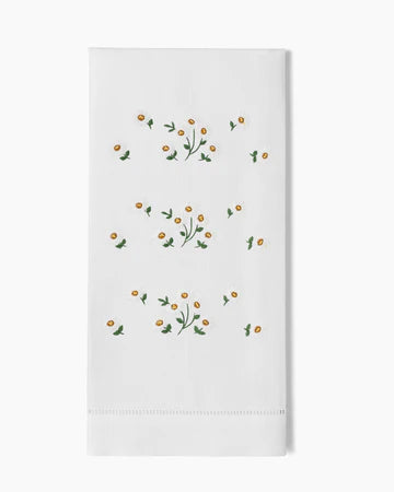 Daisies Hand Embroidered Guest Towel - Set of 2