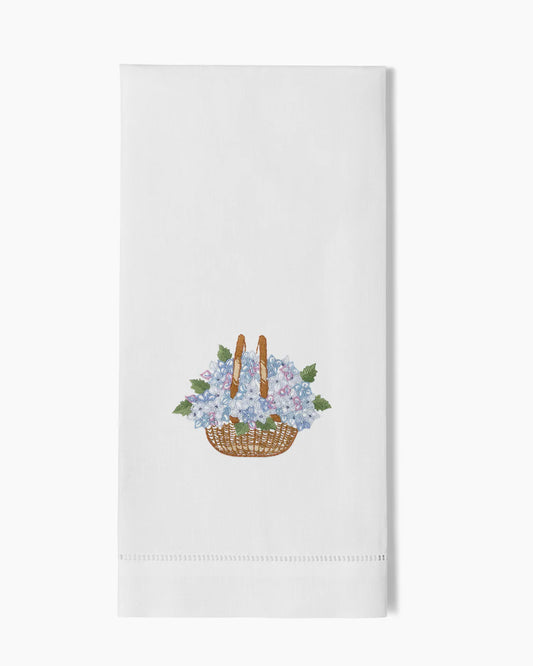 Nantucket Basket Hand Embroidered Guest Towel