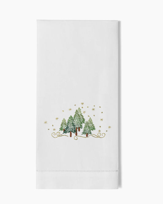 Pine Trees Embroidered Guest Towel - Set of 2
