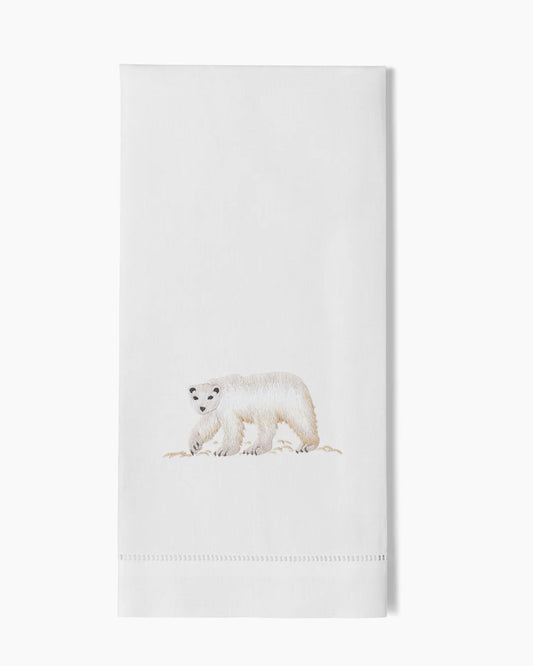 Polar Bear Hand Embroidered Guest Towel - Set of 2