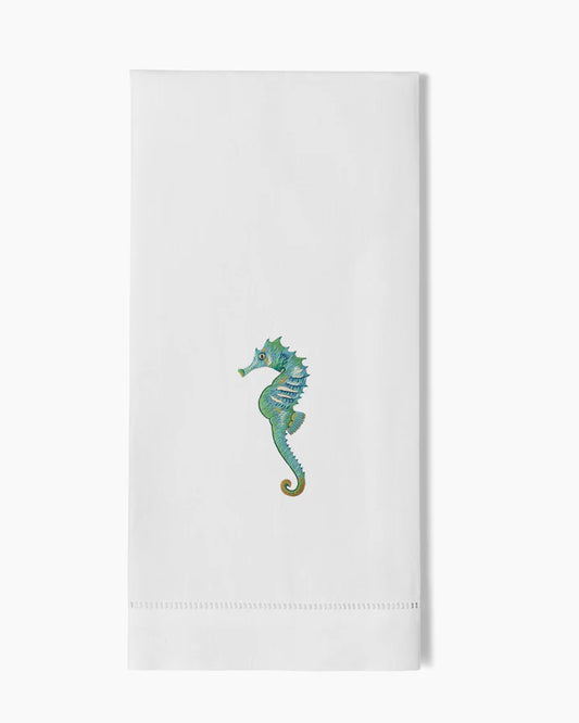 Seahorse Hand Embroidered Guest Towel