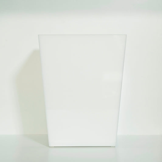 White Lucite Straight Wastebasket & Liner