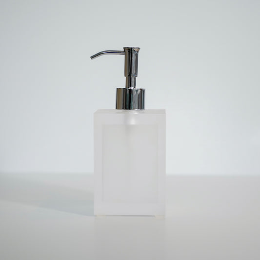 Frosted Lucite Soap Pump - Silver