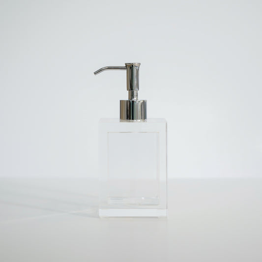 Clear Ice Box Soap Pump - Silver